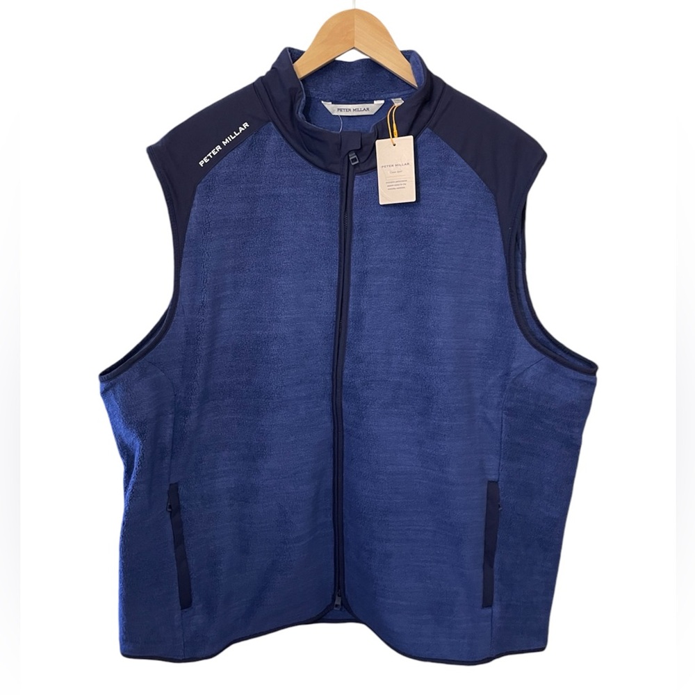 Peter Millar Crown Sport Fade Golf Vest XXL Navy Blue Fleece Performance $225
